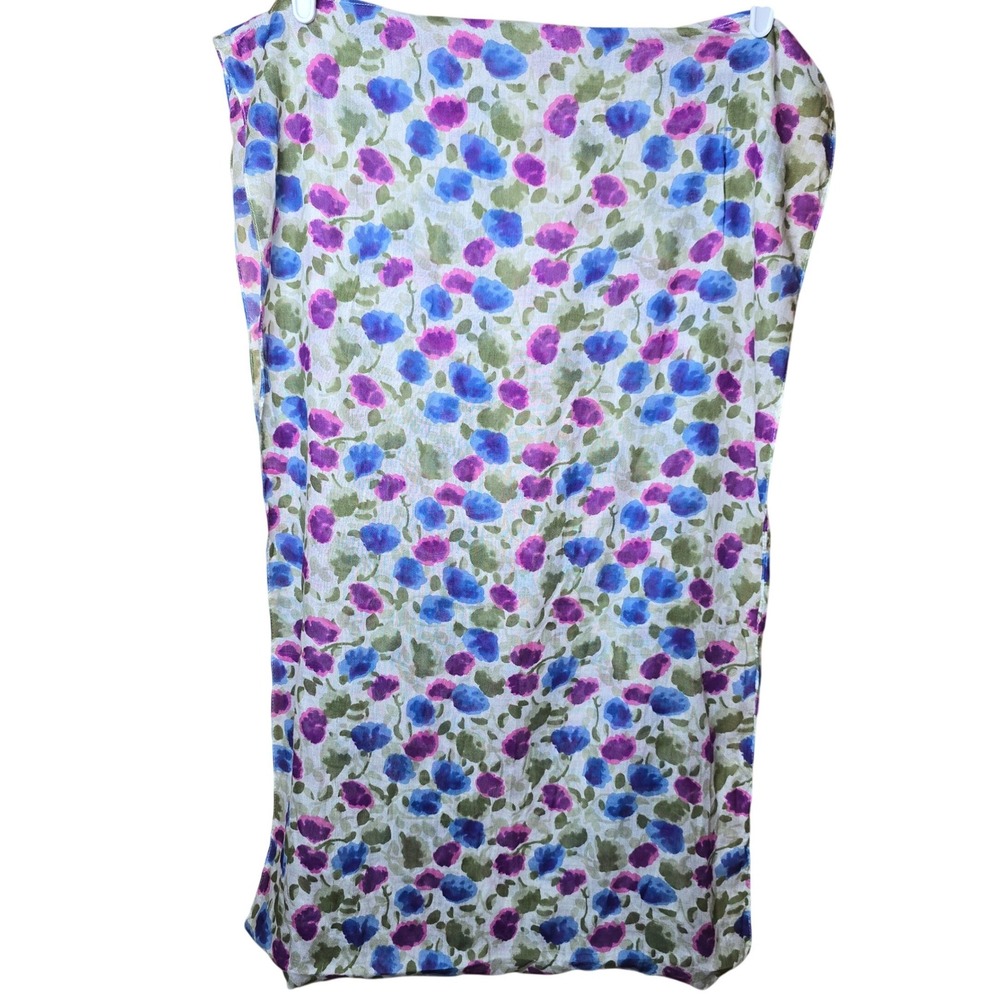 Infinity Scarf Wrap Shawl Purple Blue Floral Flowers Green 33"x22" Lightweight
